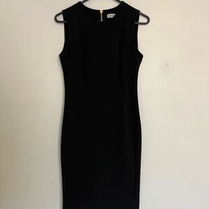 Calvin Klein Black Sleeveless Sheath Midi Dress